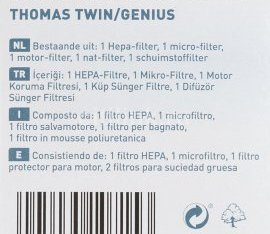 Набор фильтров THOMAS TT/T2/GENIUS HEPA,  5 шт., для пылесосов Thomas TWIN Aquafilter, TWIN TT Aquafilter, TWIN T2 Aquafilter, GENIUS Aquafilter, GENIUS S2 Aquafilter. вид 3
